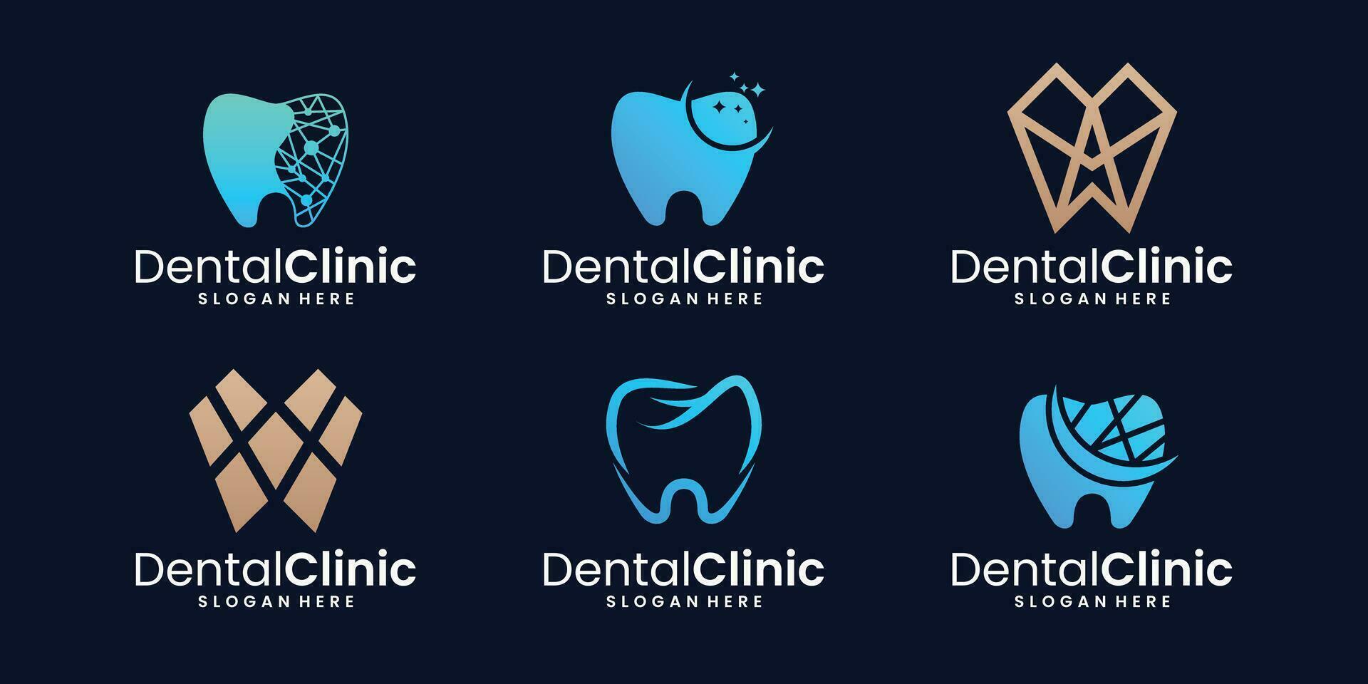 conjunto de dental clínica logo con diente forma logo diseño modelo recopilación. vector