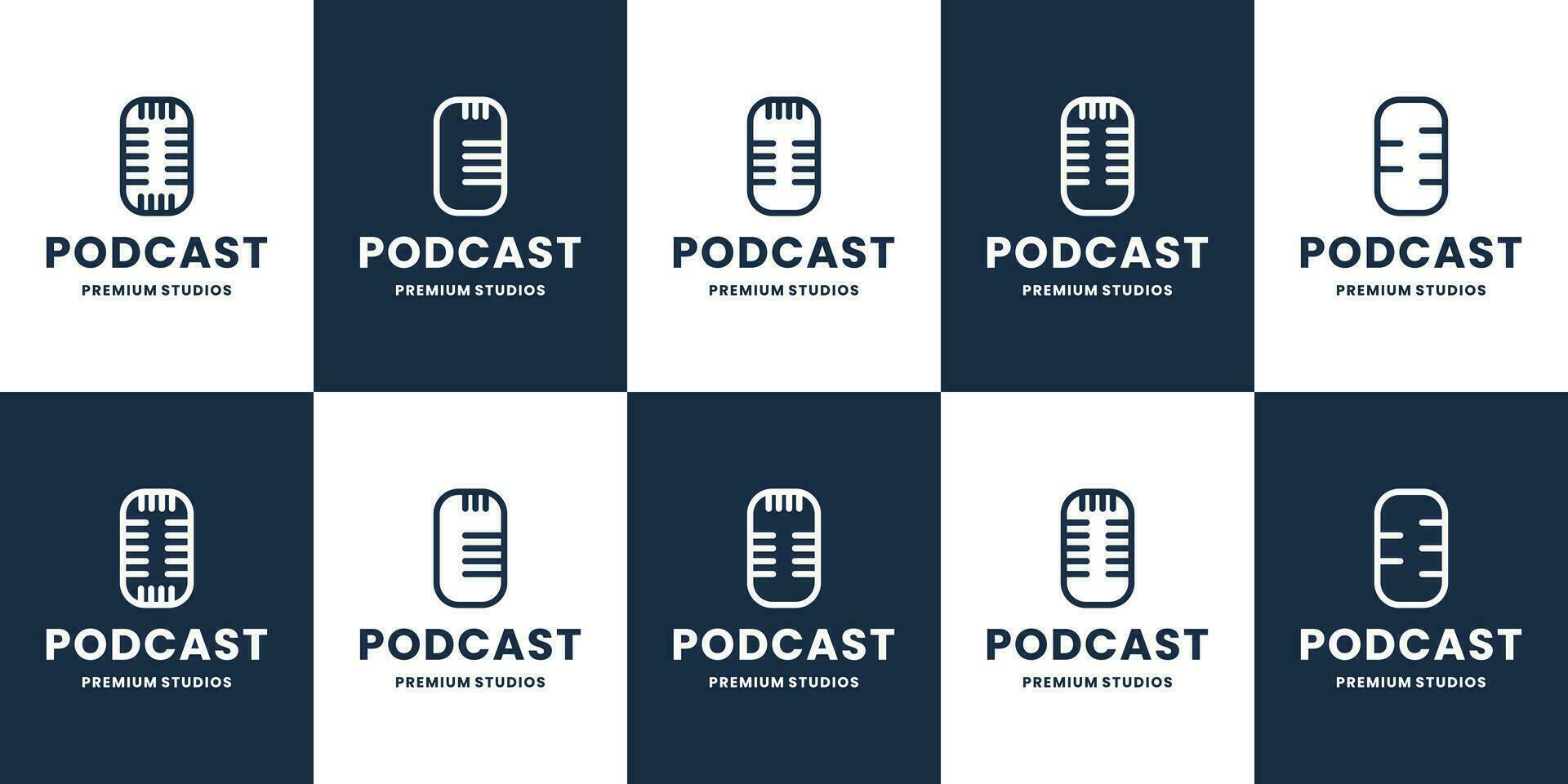 set of podcast logo design collection vector