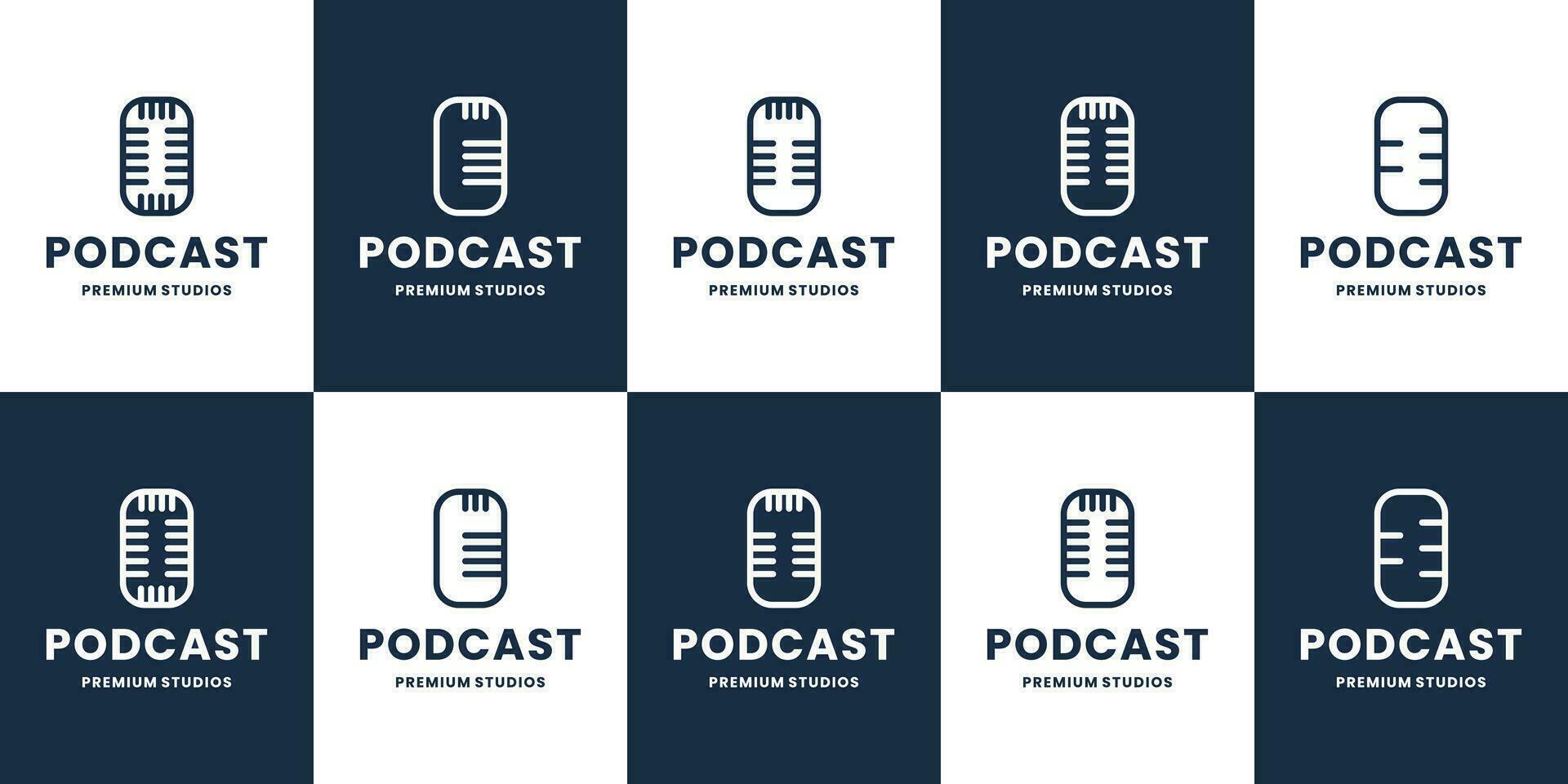 conjunto de podcast logo diseño colección vector