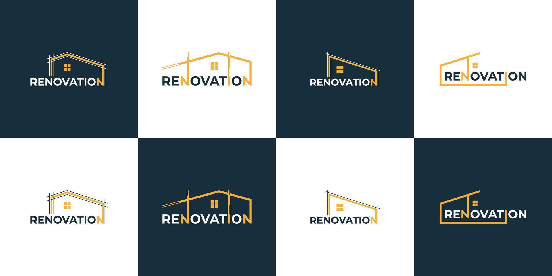 set of building construction logo design template. Building architecture logo collection. vector