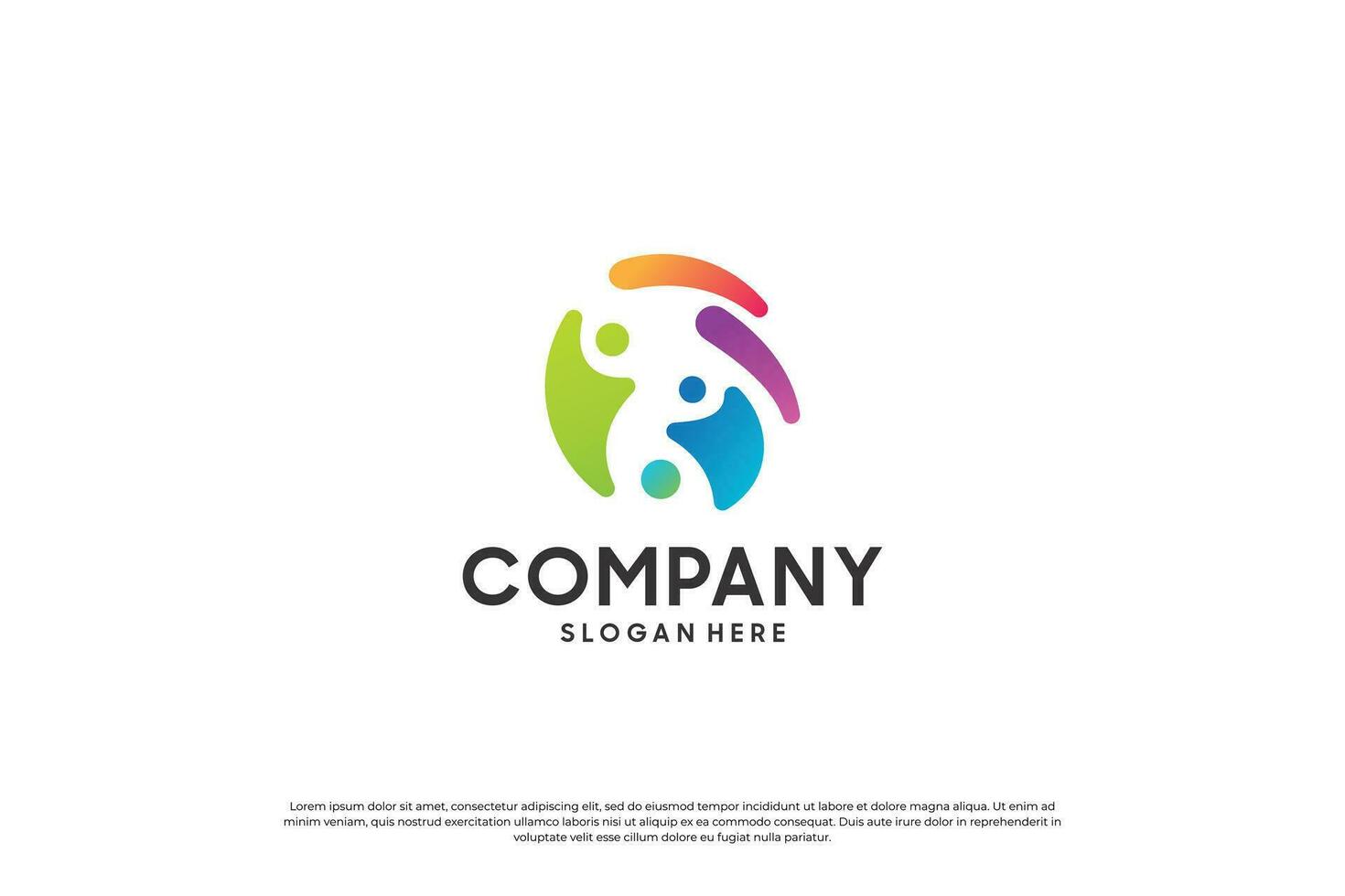 abstract human community logo design. colorful unity concept. vector