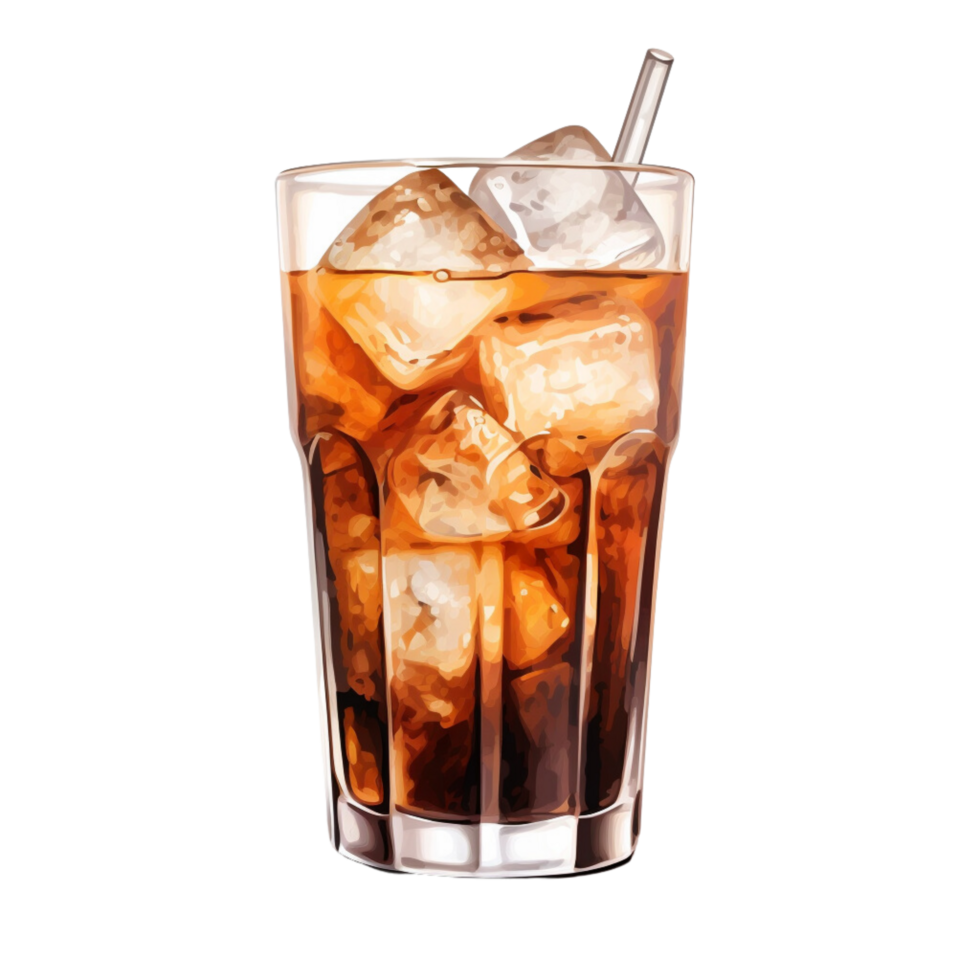 AI generated Iced Coffee ,Chilled brewed coffee with ice ,with transparent background. png
