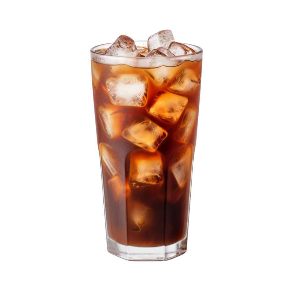 AI generated Iced Coffee ,Chilled brewed coffee with ice ,with transparent background. png