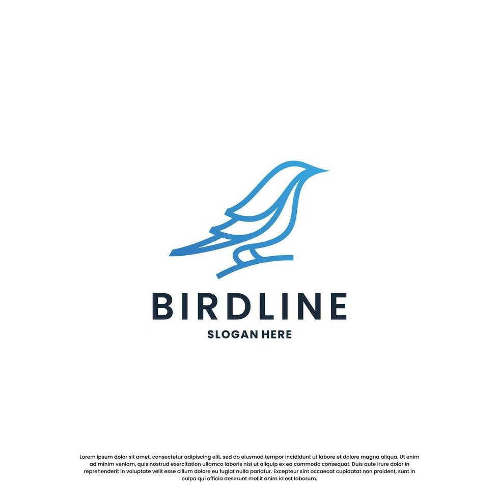 modern bird line logo design. minimalist bird logo template. vector