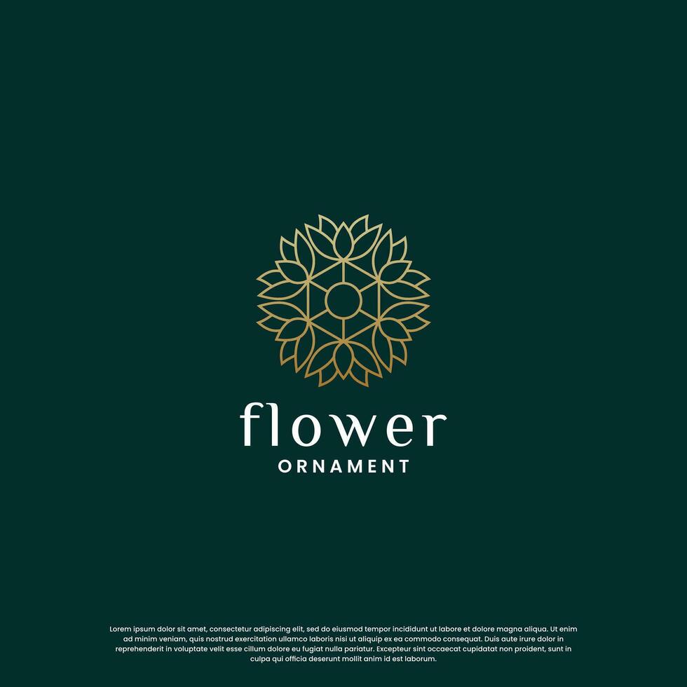 luxury boutique logo design. flower ornament logo template. monogram concept with golden color vector