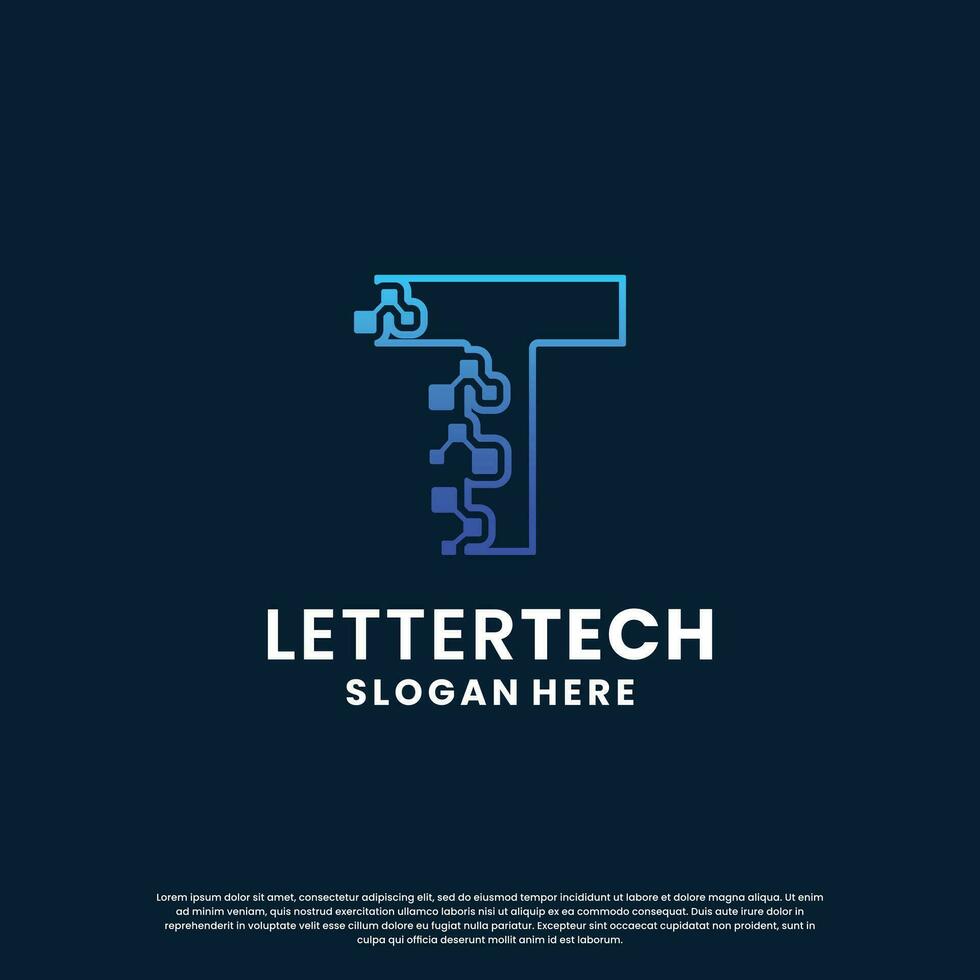 creative letter T tech, science, lab, data computing logo design for your business identity vector