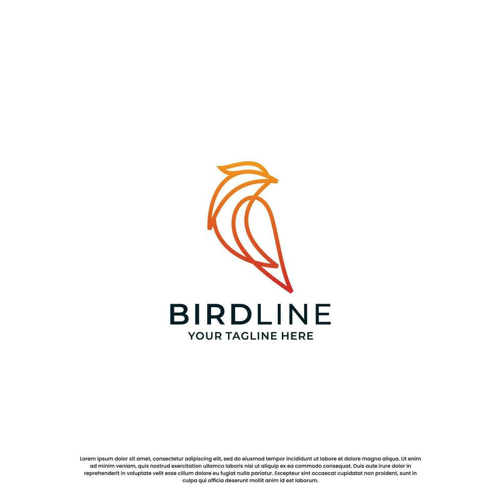 modern bird line logo design. minimalist bird logo template. vector