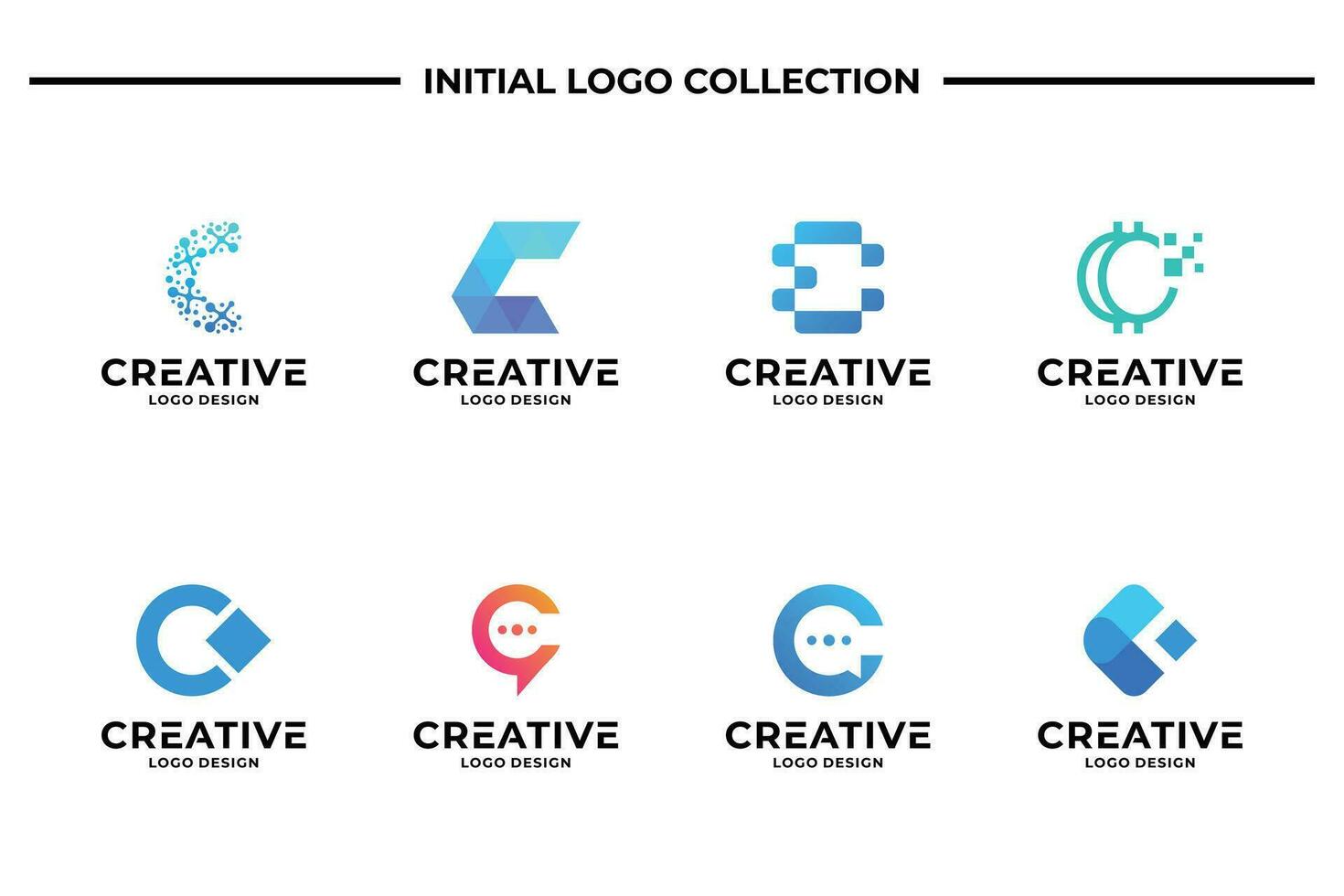 Set of creative letter C logo design template. Business logotype, Brand symbol and Icon abstract. vector