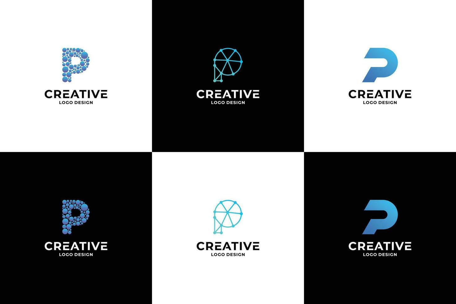 Set of creative initial letter P logo design. vector