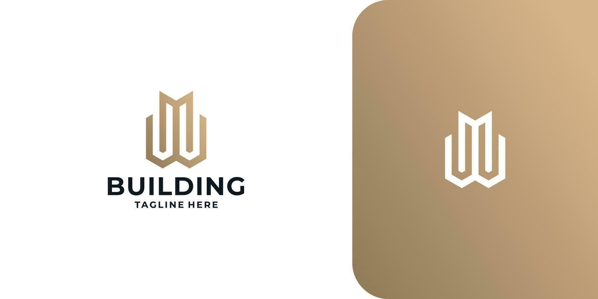 construction logo, initial m w logo, building logo design. vector