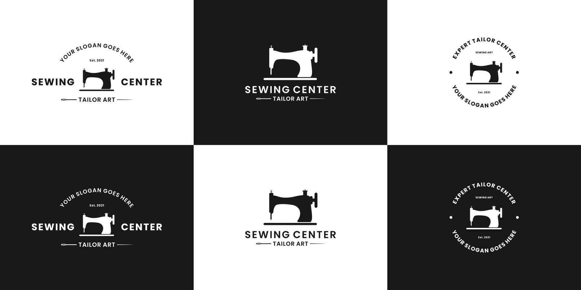 conjunto de de coser, Sastre logo diseño para personalizado moda, y empresa etiquetas vector