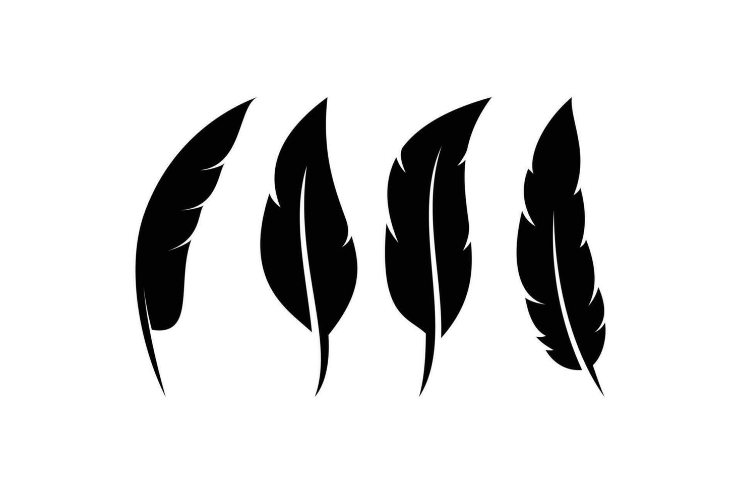 Feather vector icon logo collection. Silhouette feather pen symbol.
