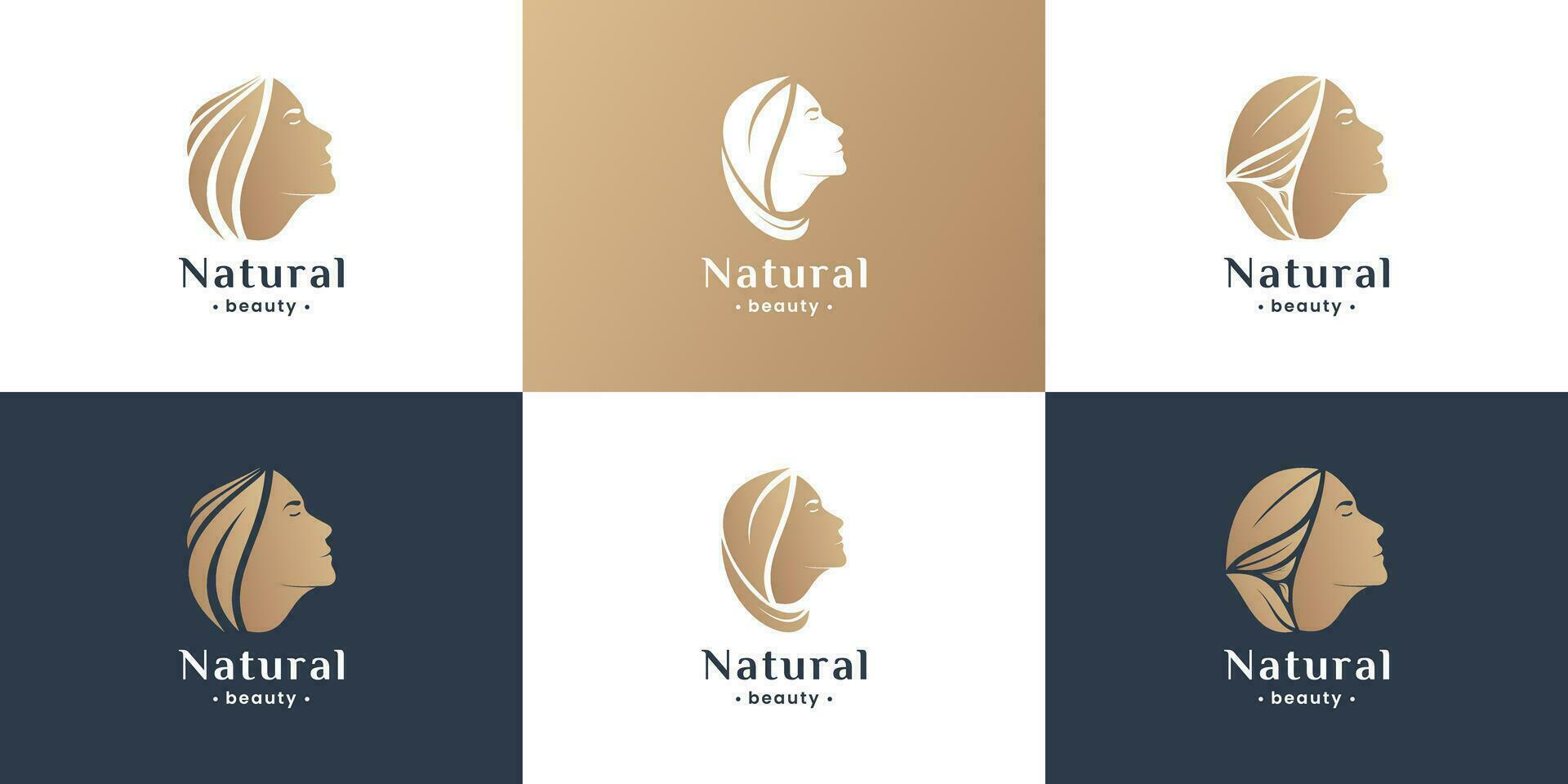 conjunto de natural mujer belleza logo colección para salón, cosmético negocio vector