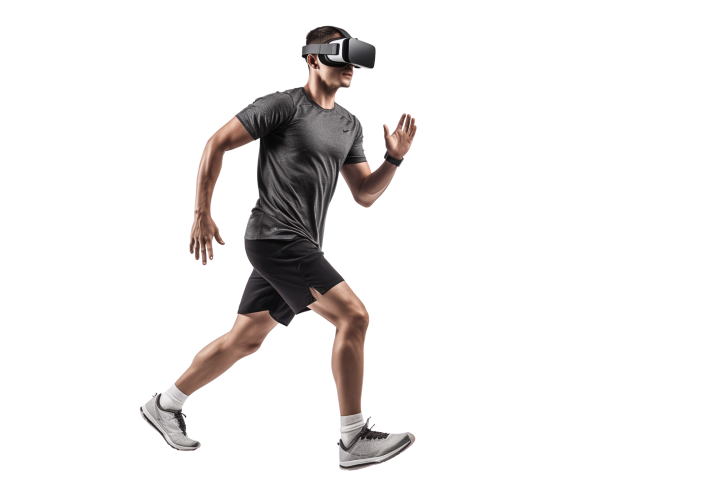 AI generated Runner with a virtual reality headset isolated on transparent background. png
