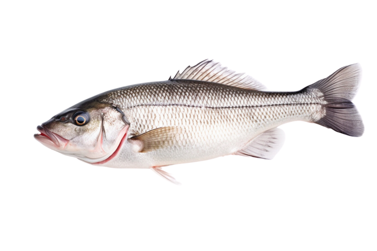 AI generated Fresh sea bass fish on a transparent background. png