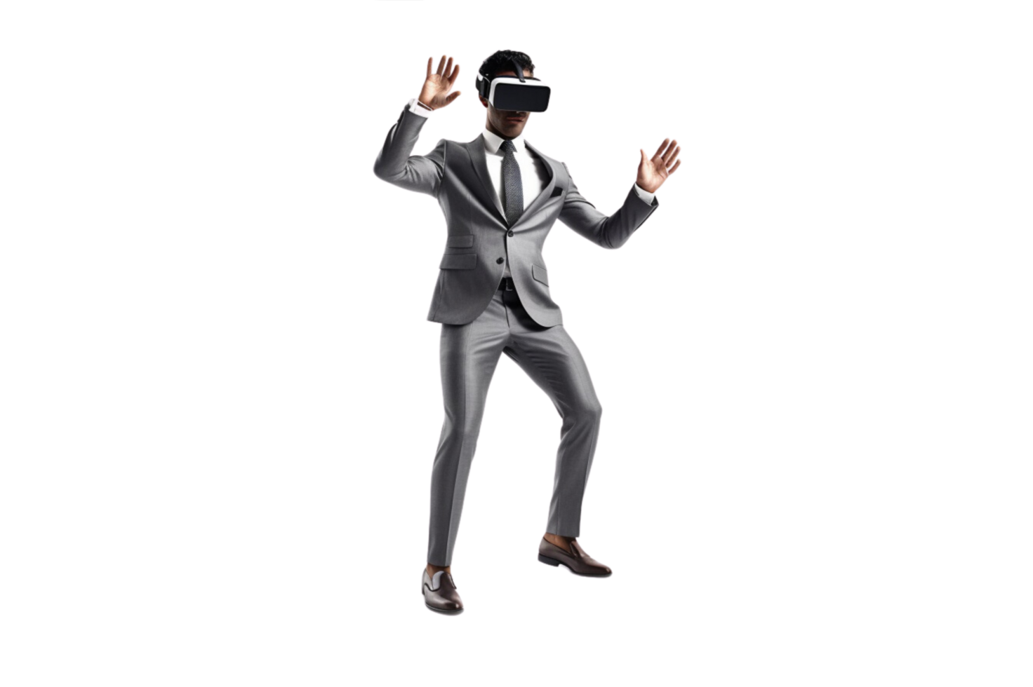 AI generated Businessman with a virtual reality headset ,full body , isolated on transparent background png