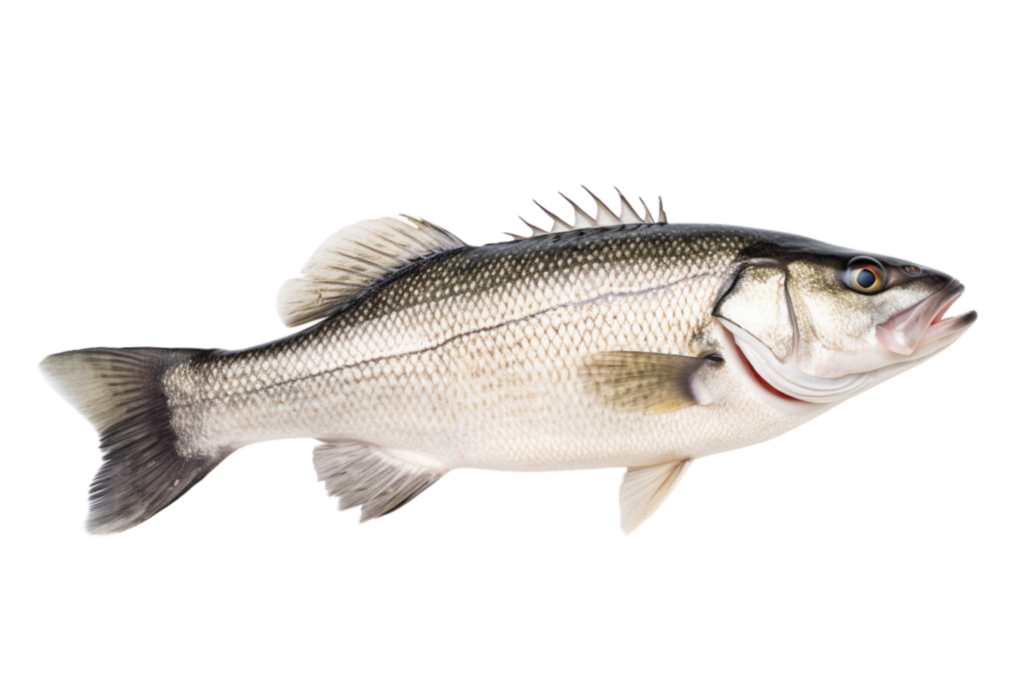 AI generated Fresh sea bass fish on a transparent background. png