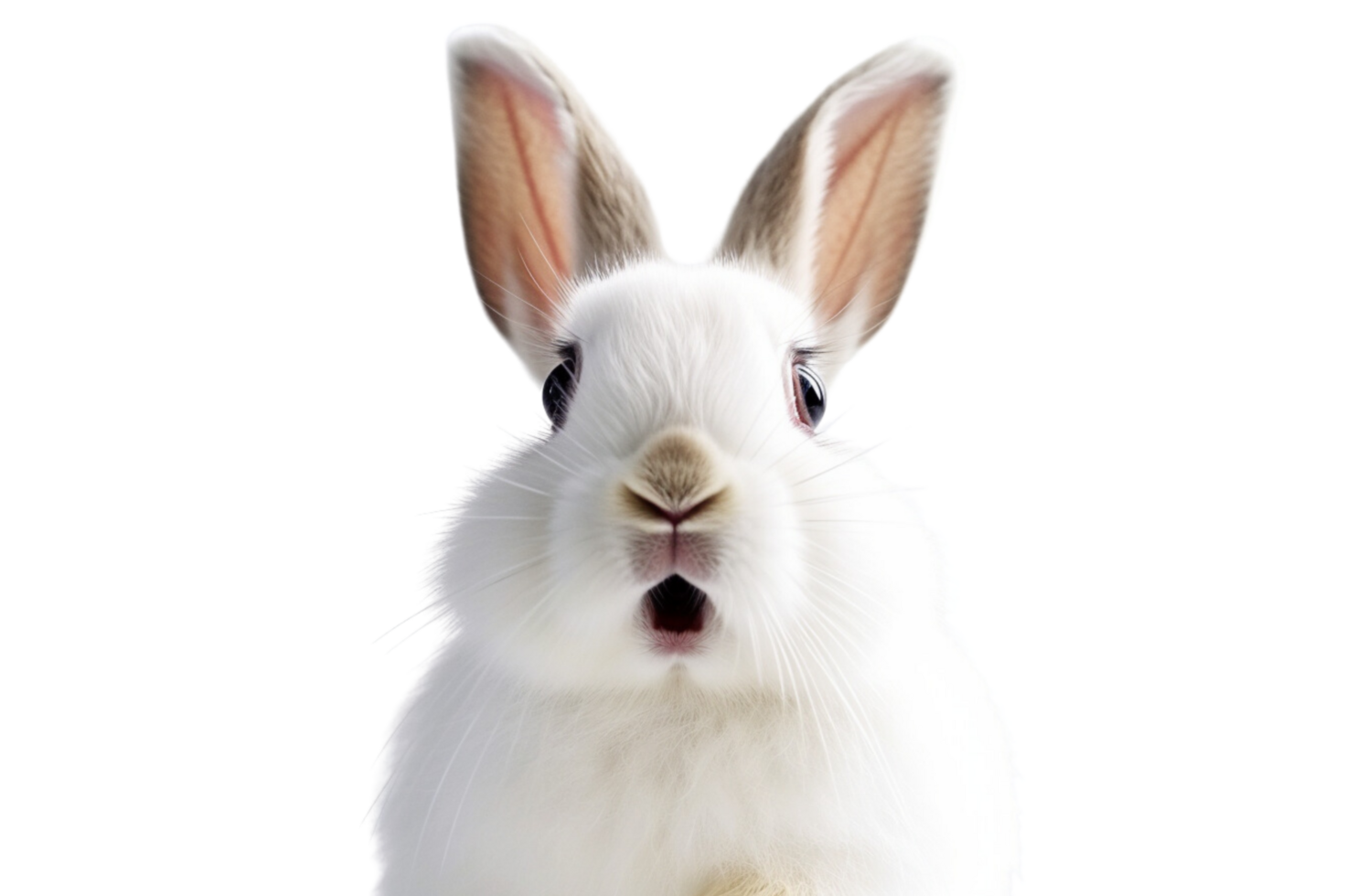AI generated Happy white cute rabbit isolated on a transparent background. png