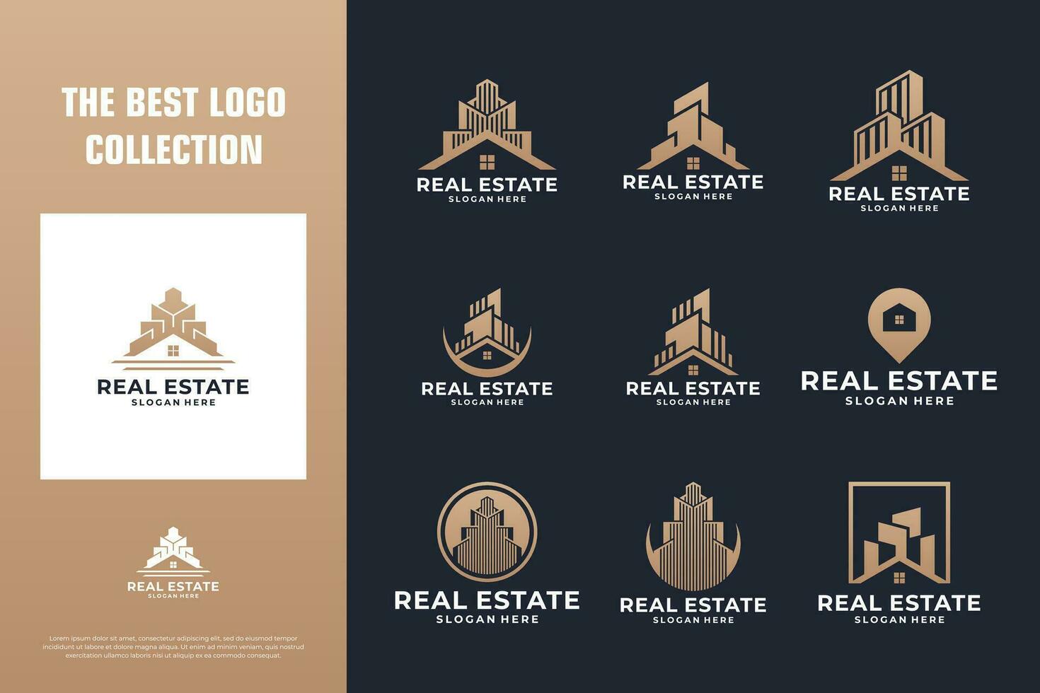 colección de real inmuebles logo diseño inspiración. vector