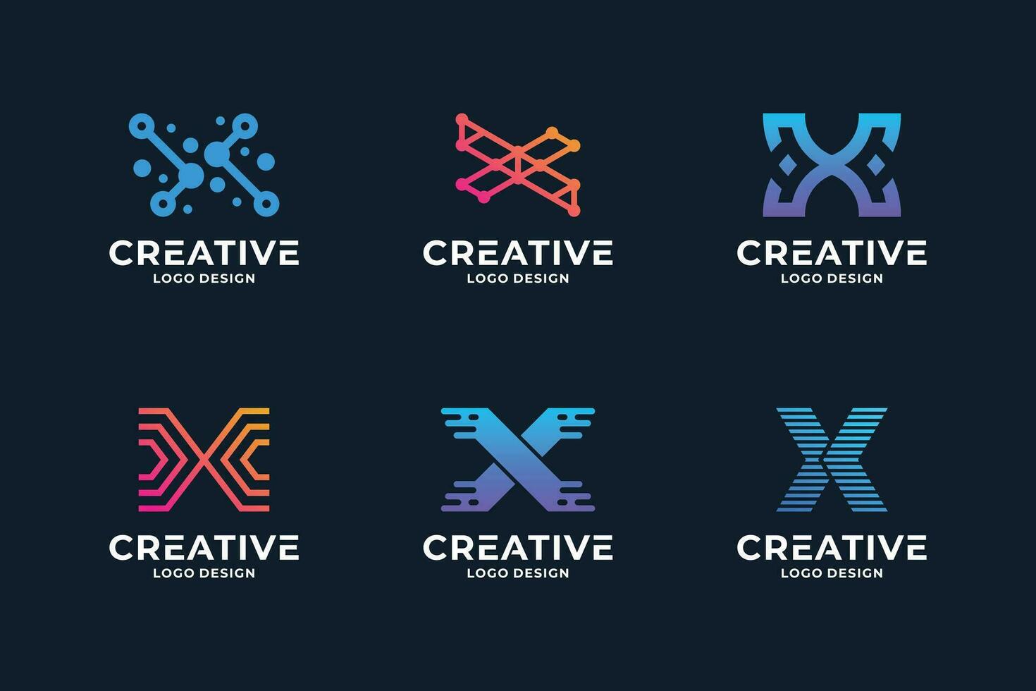 Collection of letter X logo design. Letters X logo symbol vector template.
