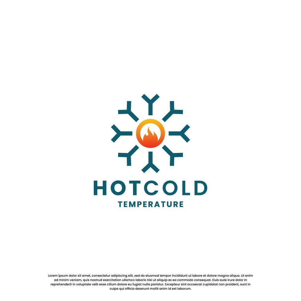 hot and cold logo design for temperature. snow and flame icon combination vector