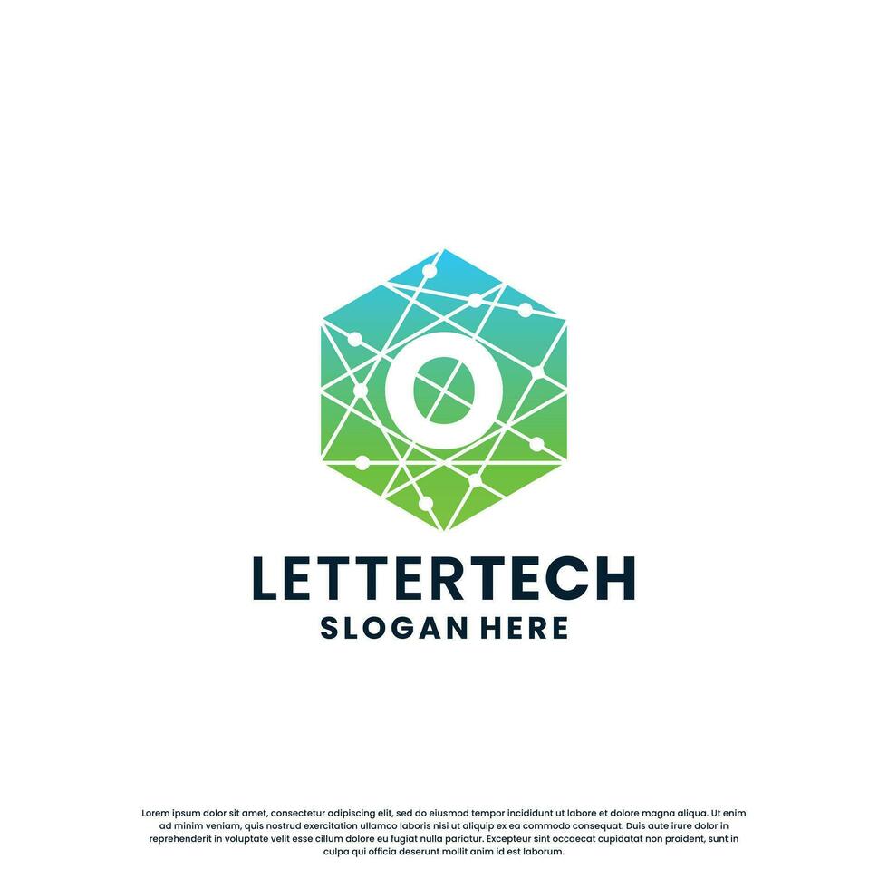 moderno letra o tecnología logo diseño con degradado color vector