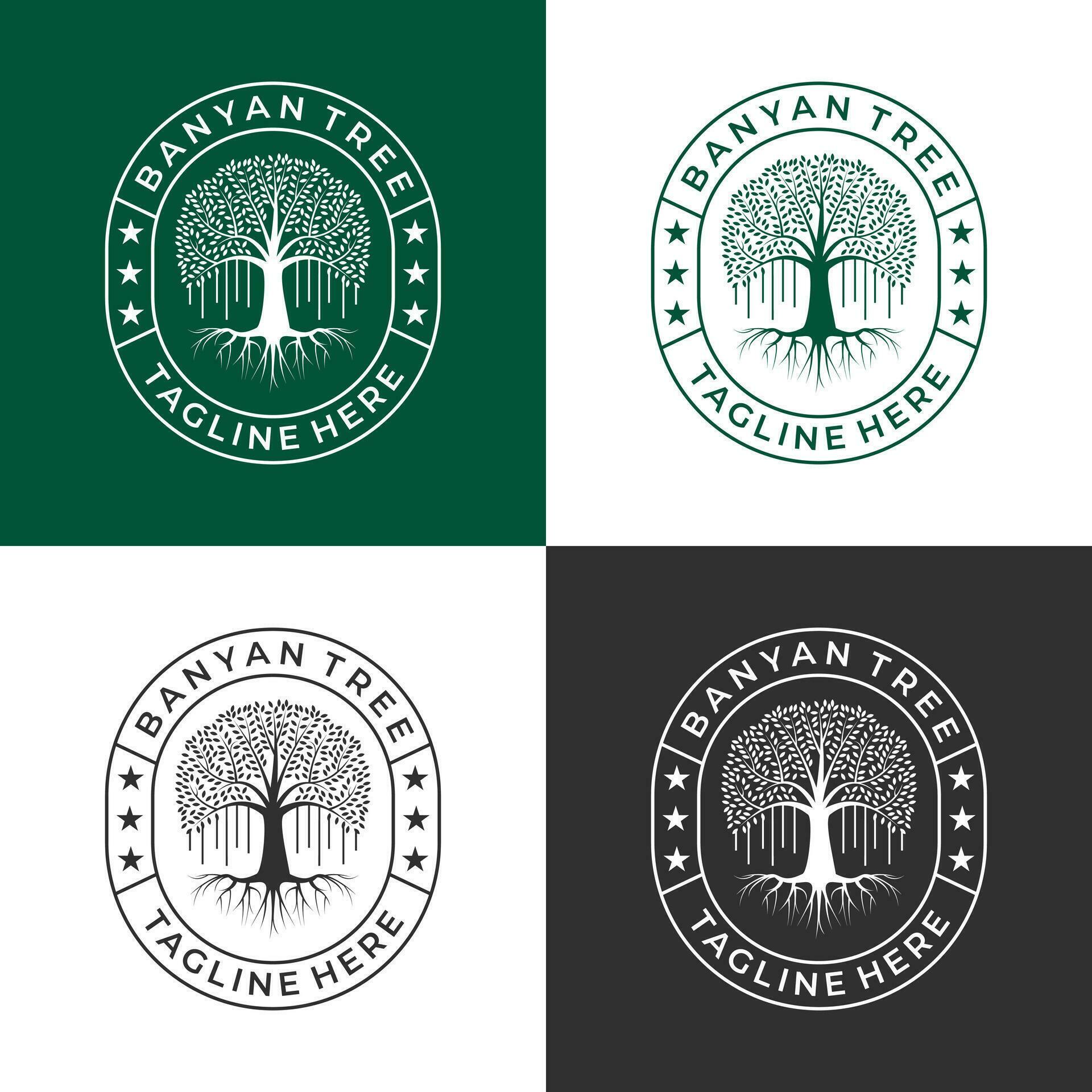 set banyan tree logo design vector for your business or community ...