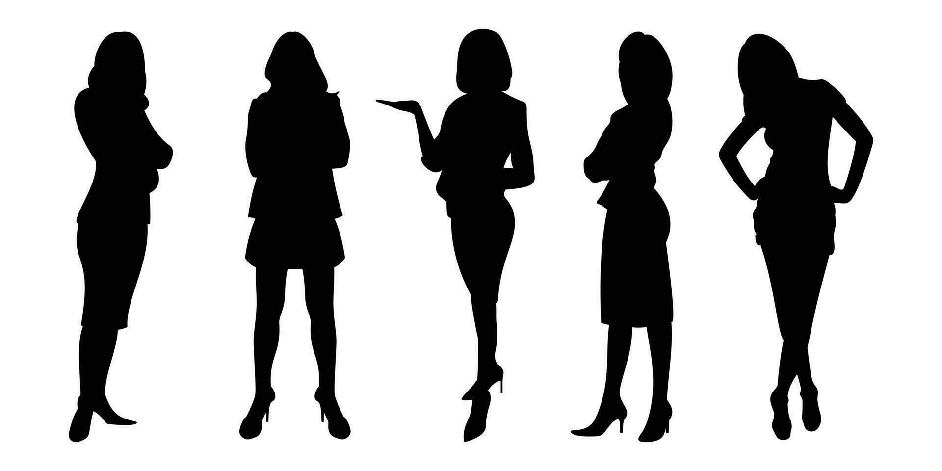 Silhouette of casual woman, business woman logo vector collection.