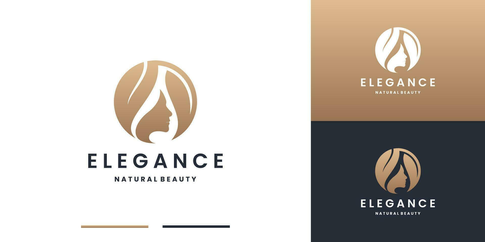 elegancia femenino puro belleza logo cosmético. mujer cuidado logo con dorado color vector