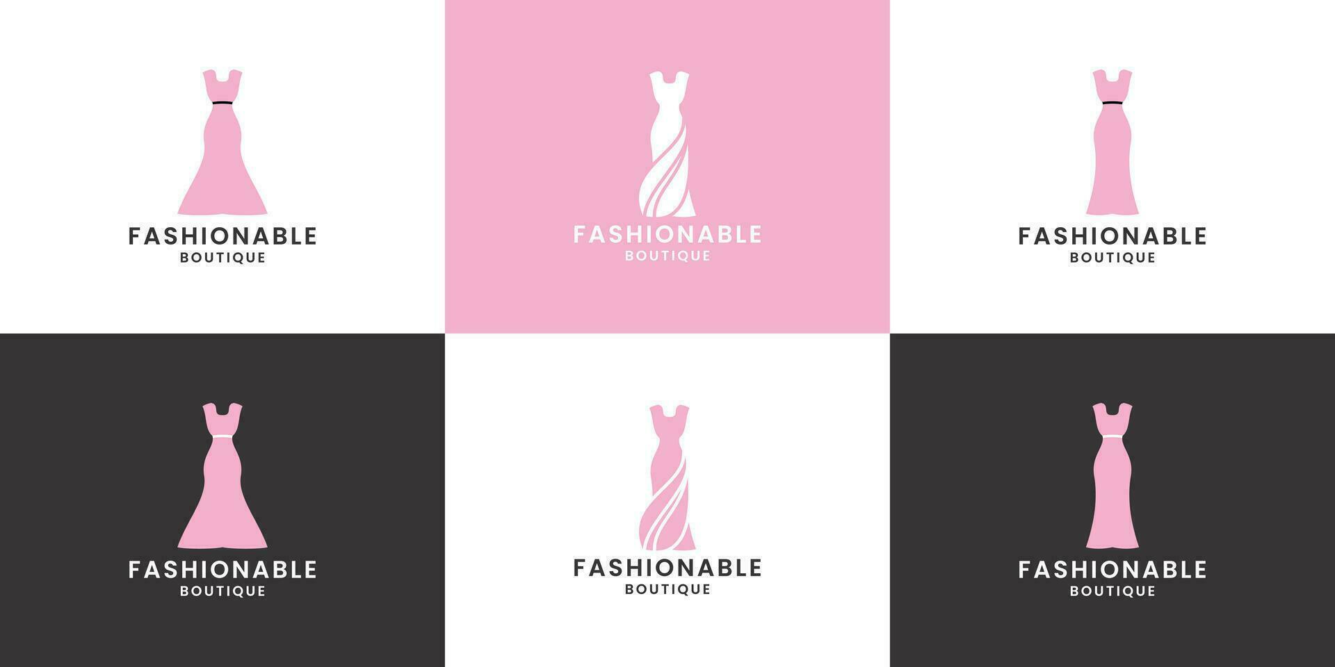 set of dress logo design for fashion, tailor and boutique vector