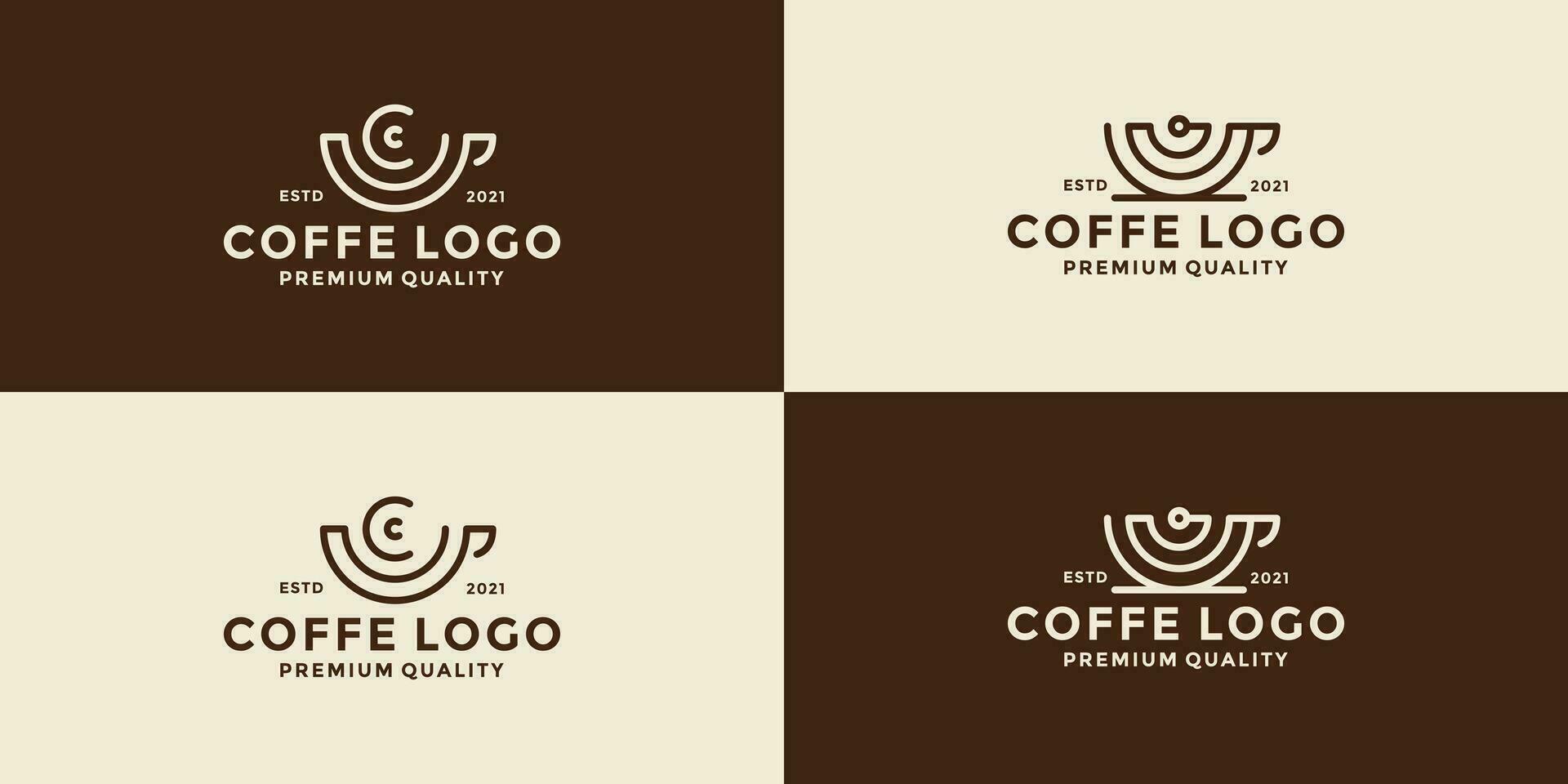 bundle coffee cup with wireless logo design badge retro style vector