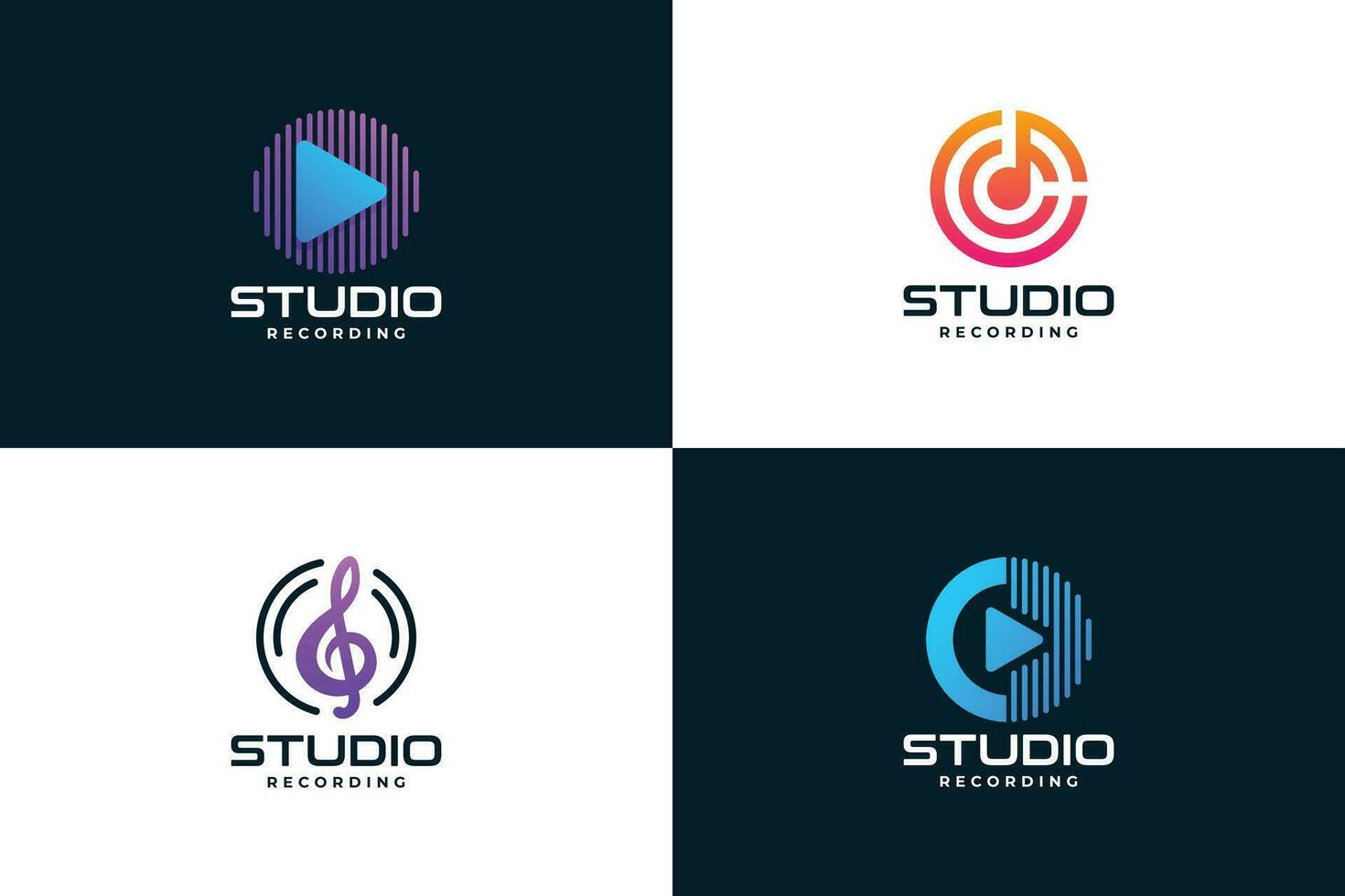 Set of music logo design collection. Audio player element design. vector