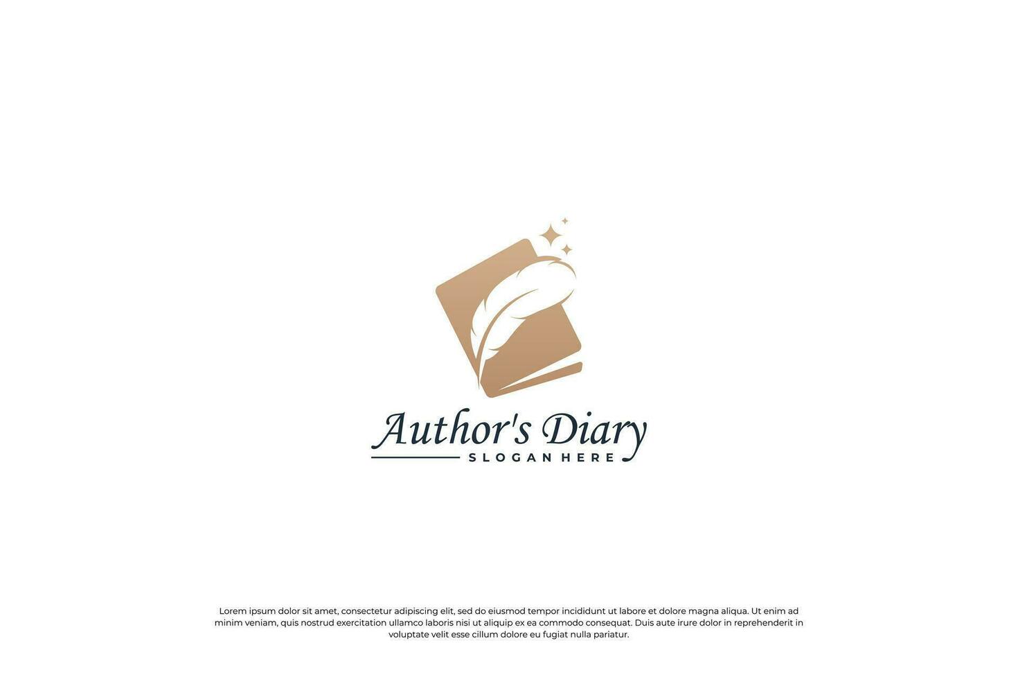 Notes book and quill pen logo design. vector
