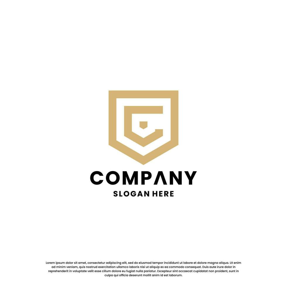 creative letter C combine with shield logo design monogram for your business identity vector