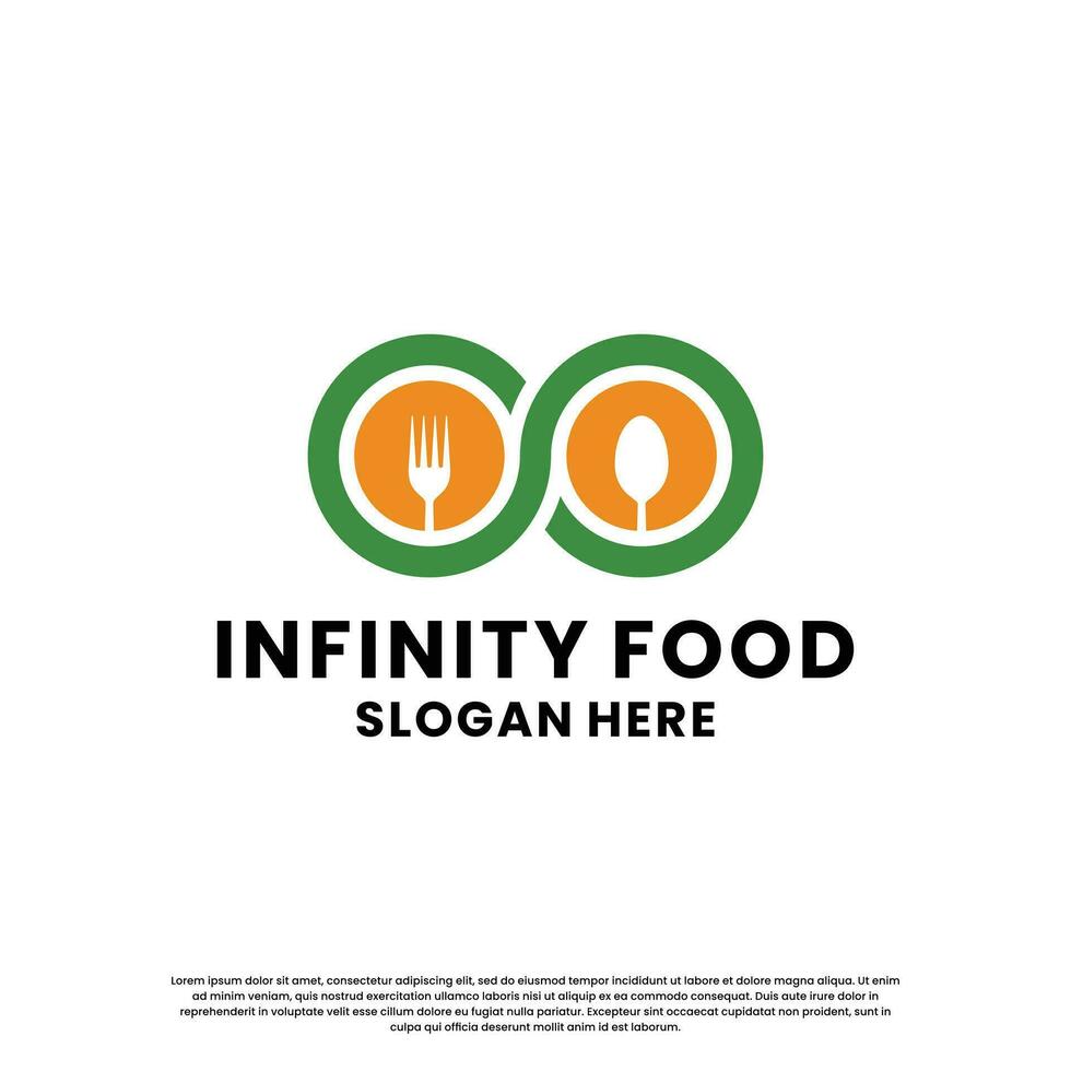 infinito comida logo diseño para restaurante negocio empresa vector