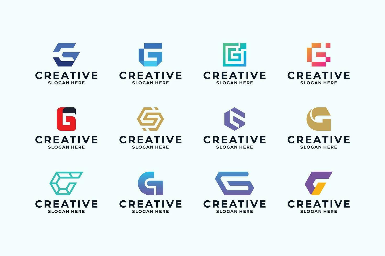 Creative letter G logo design collection. vector