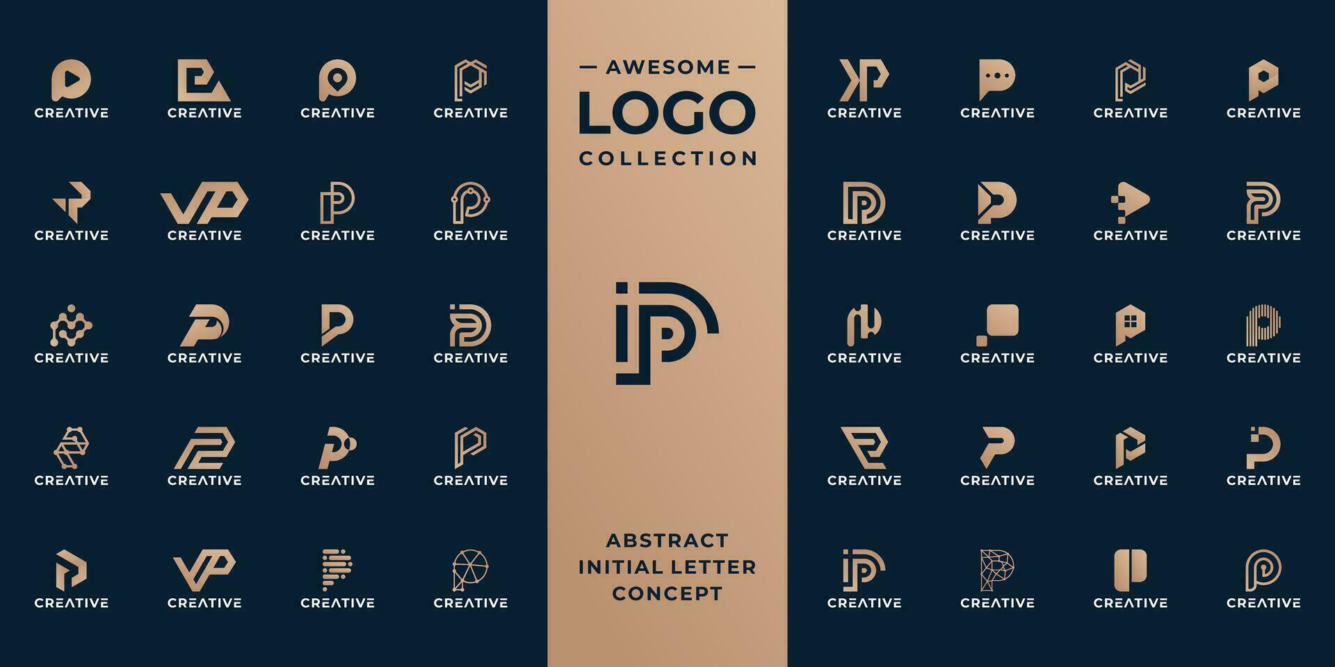 unique initial letter P logo design collection. vector