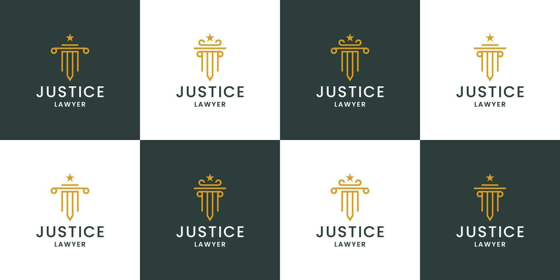 law firm, lawyer logo design with sword combination vector