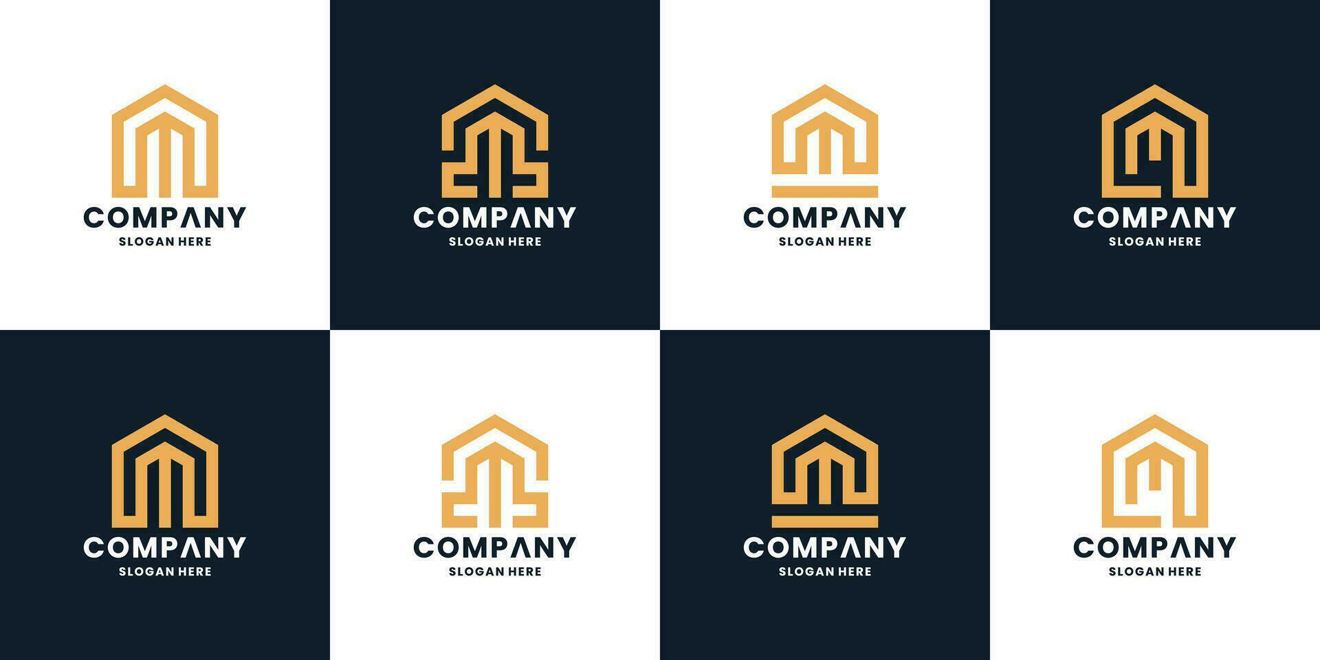 modern house combine with letter M logo design collection. vector