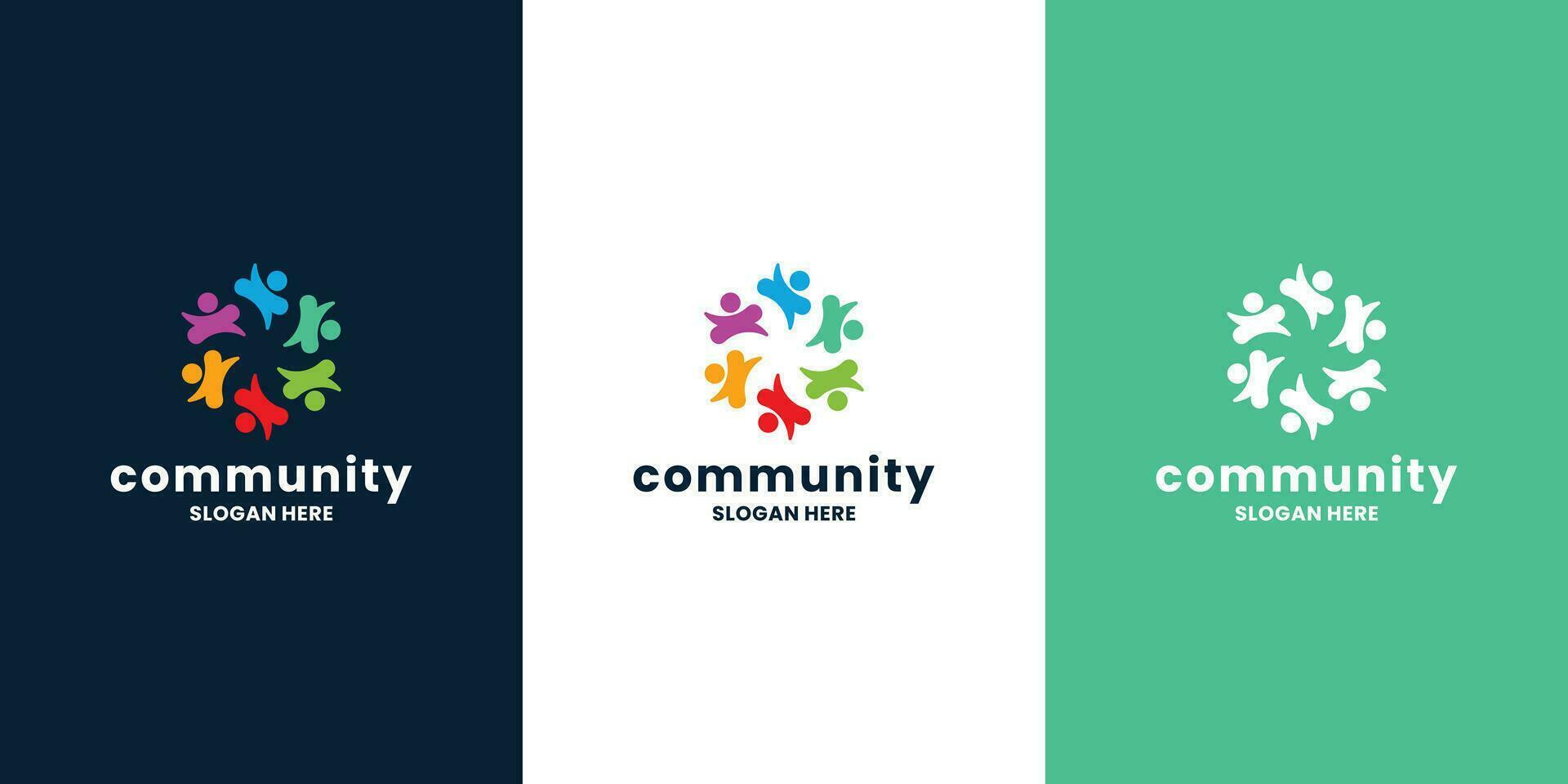 human community group logo design collection vector