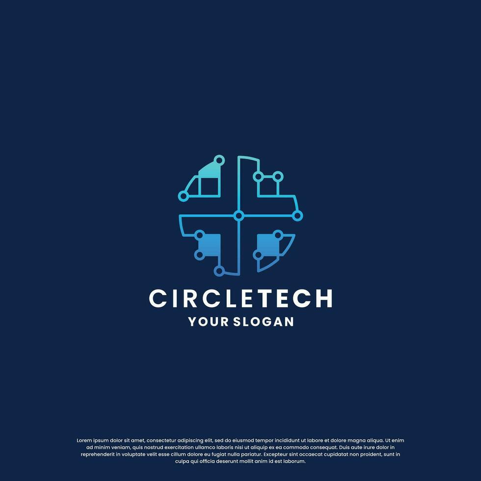 world technology logo design. abstract logo for technology. circle and circuit connection concept vector