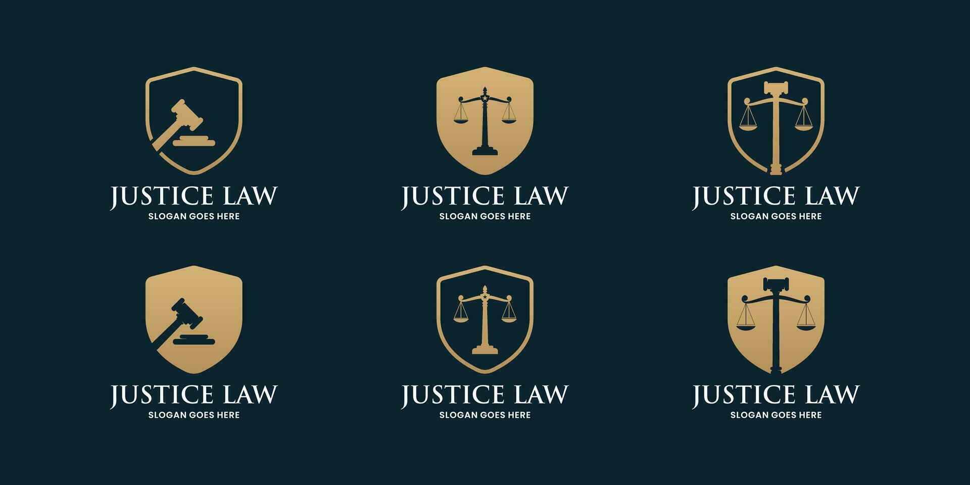 colección logo acerca de abogado. justicia logo modelo con proteger combinar vector