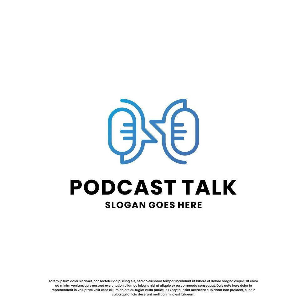 podcast talk logo design. microphone with talk combine vector