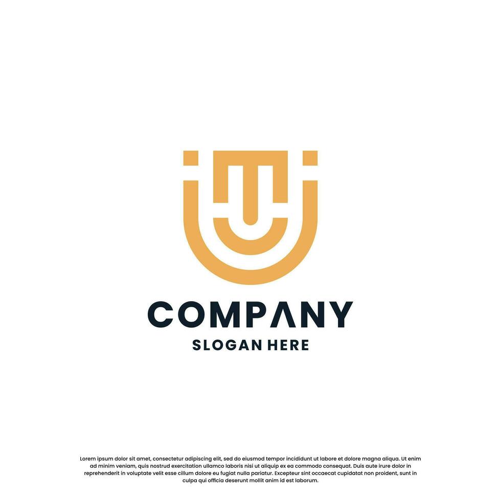creative letter M monogram logo design combination with shield vector