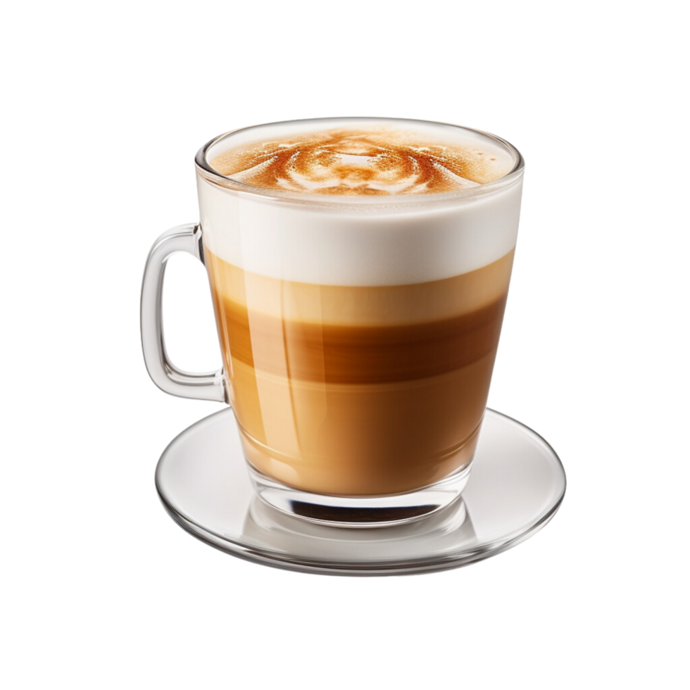 ai generiert Tassen von heiß Macchiato Kaffee auf transparent Hintergrund. png