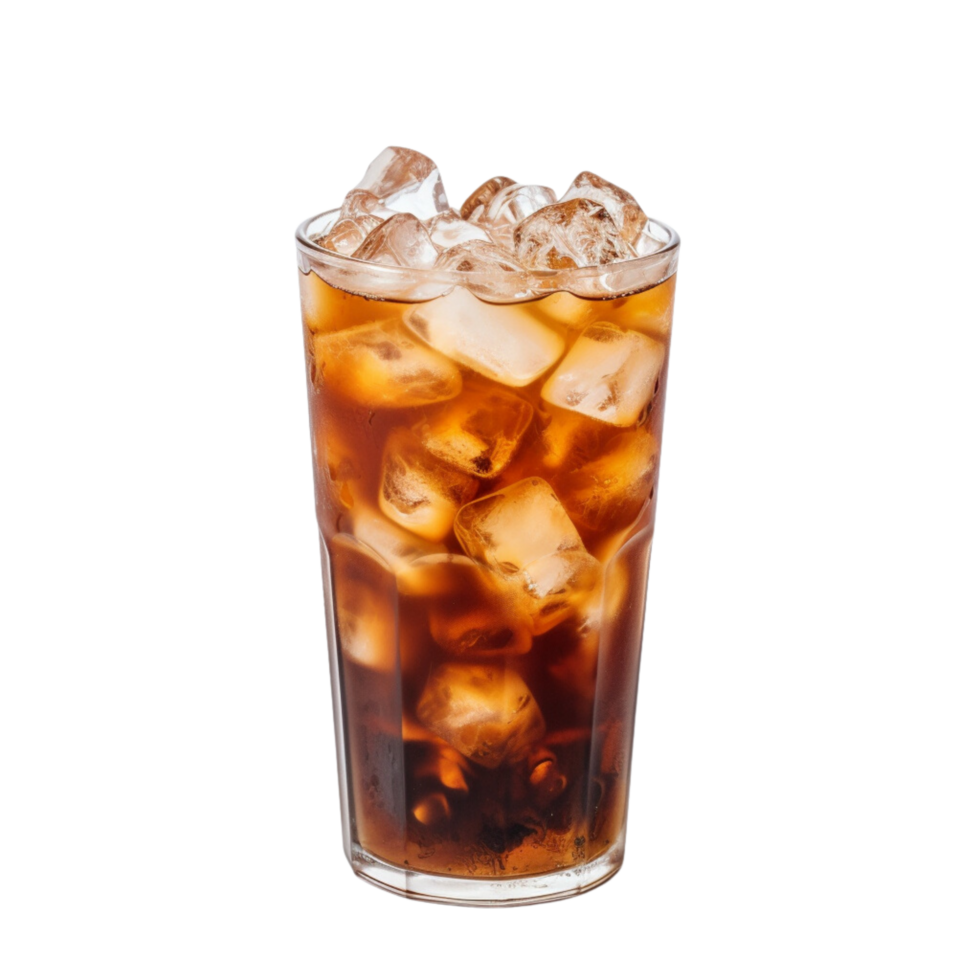 ai generato freddo infuso è caffè fermentato con freddo acqua, generalmente servito al di sopra di ghiaccio, con trasparente sfondo. png