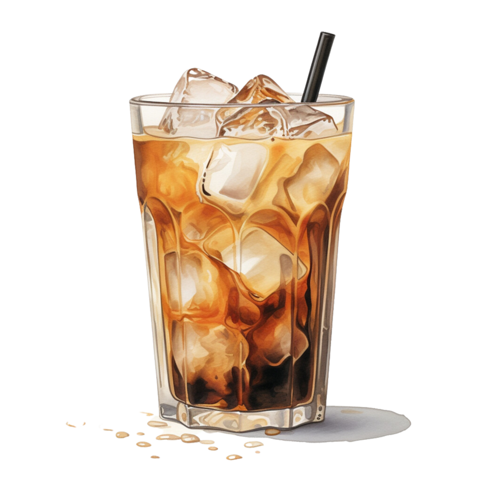 AI generated Iced Coffee ,Chilled brewed coffee with ice ,with transparent background. png