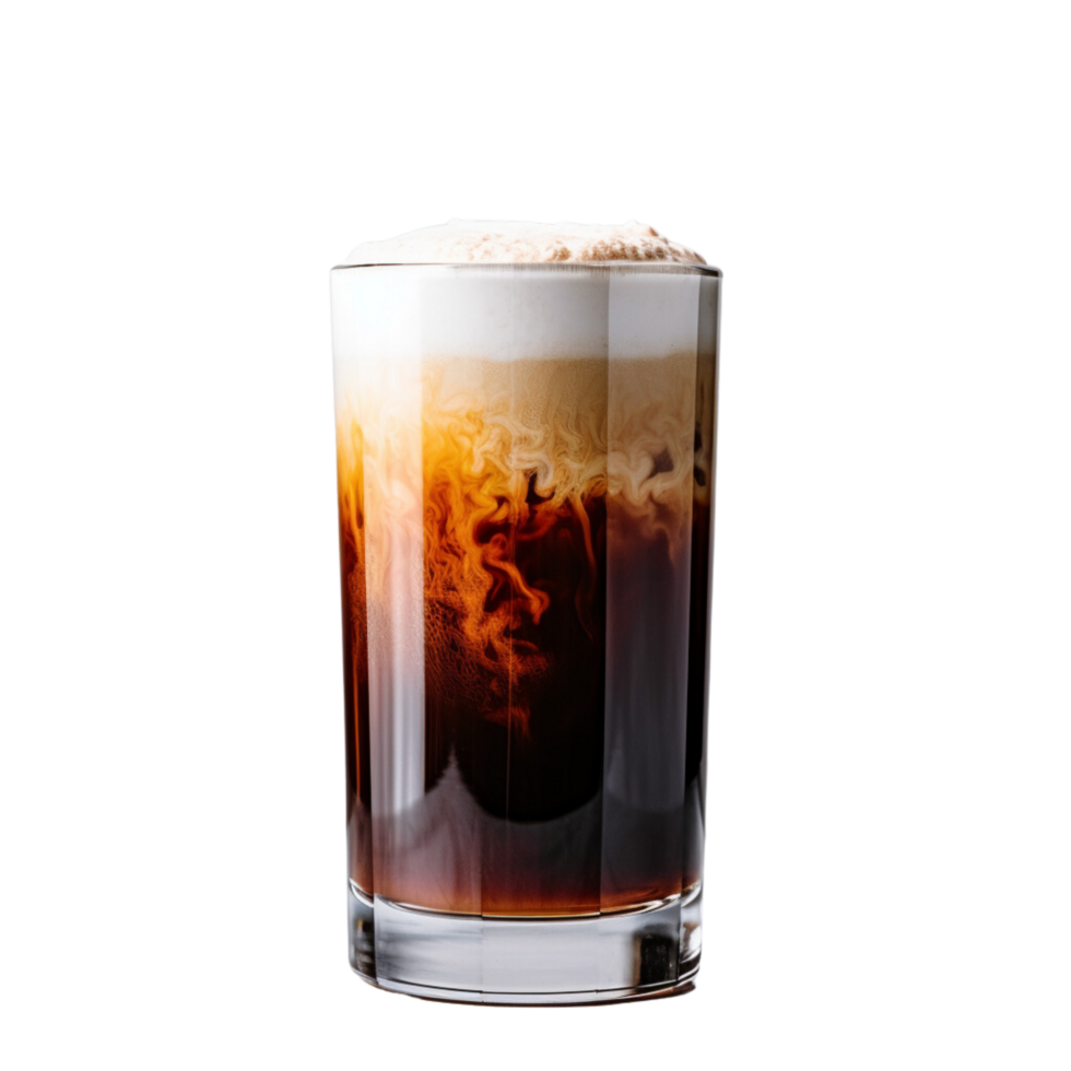 ai generiert Nitro Kaffee, kalt brauen infundiert mit Stickstoff- auf transparent Hintergrund. png