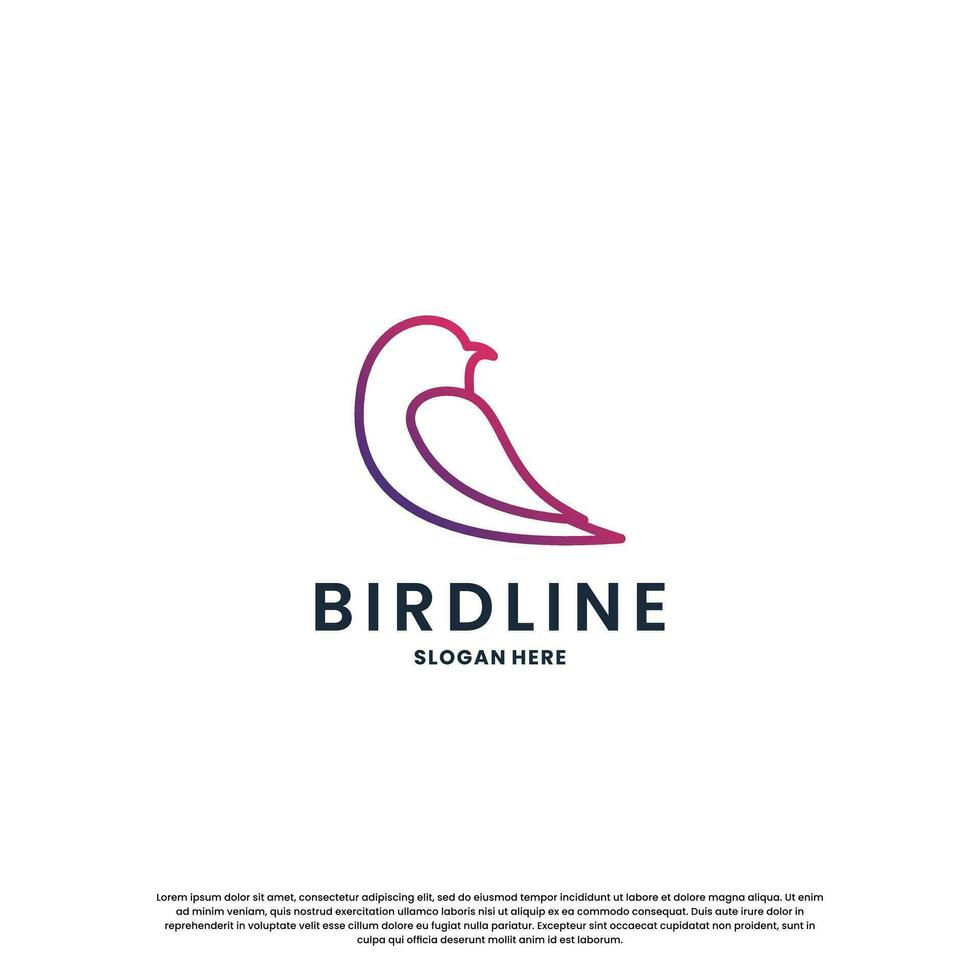 modern bird line logo design. minimalist bird logo template. vector