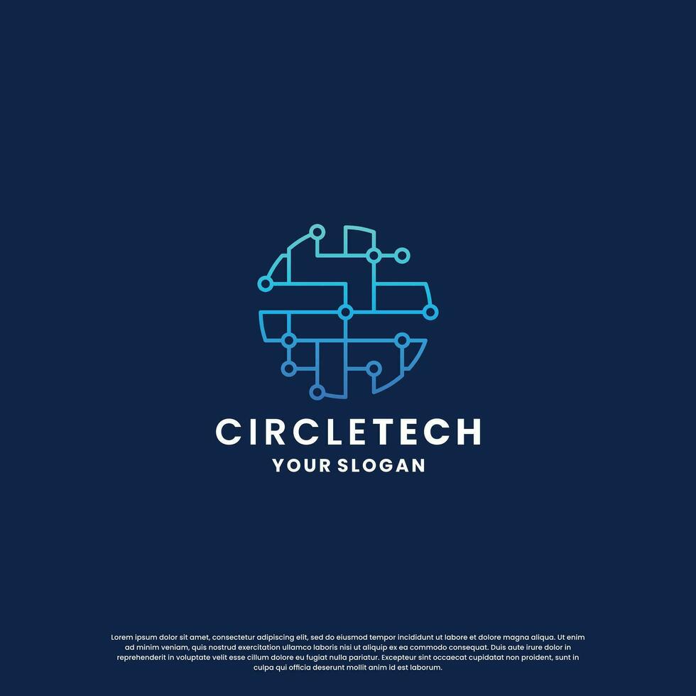 world technology logo design. abstract logo for technology. circle and circuit connection concept vector